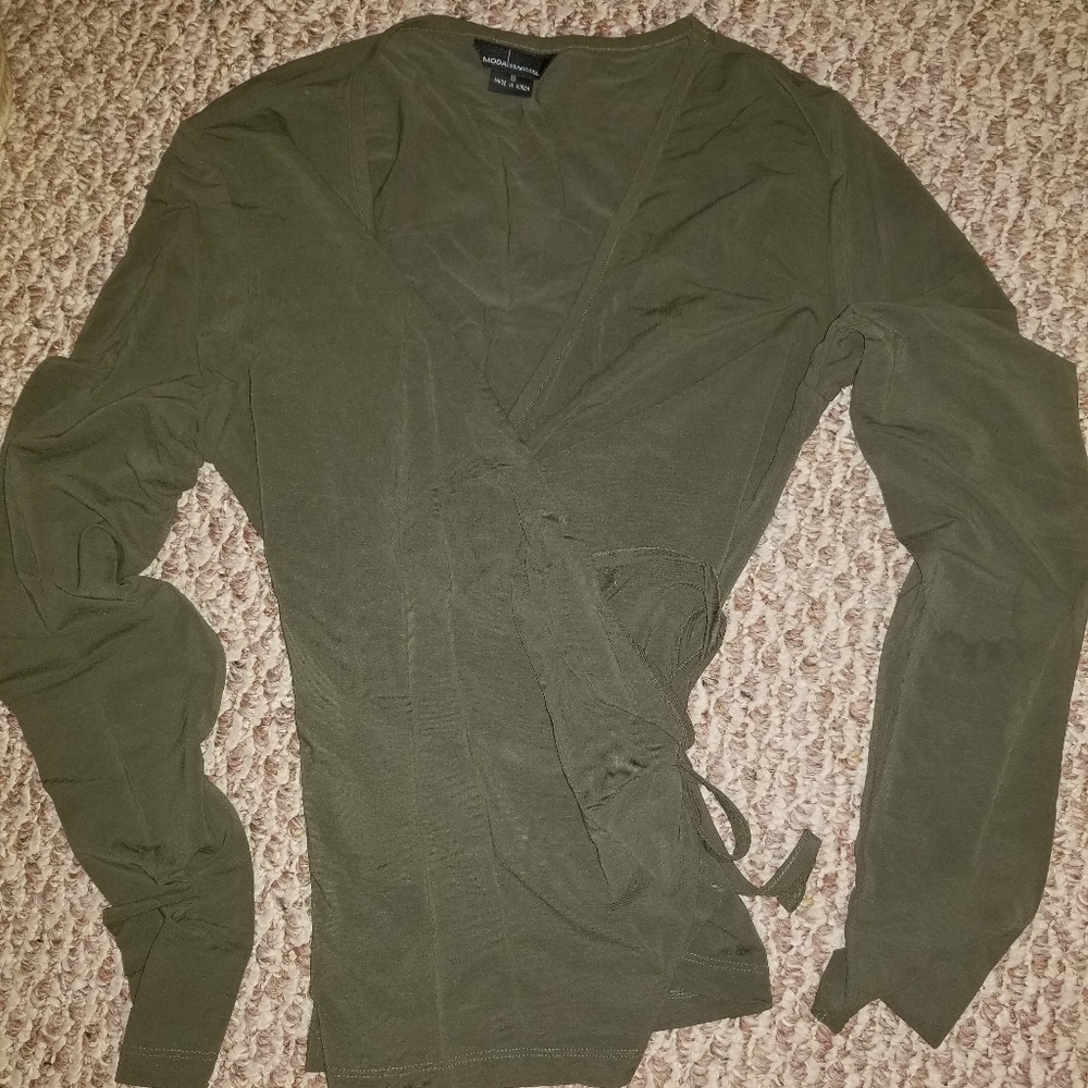 Olive green wrap top